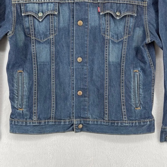 Vintage Levi's Easy Rider Dark / Mid Wash Denim Jean Jacket Large Y2K 70550-0496 - Picture 5 of 13